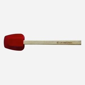 Le Creuset Cerise Red Silicone Spatula Scraper Wood Handle 12.75" Craft Series N